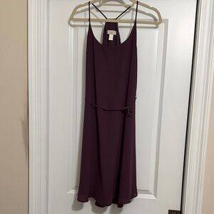 LOFT Plum Midi Slip Dress with Thin Straps